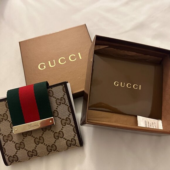 Brand New Gucci Ophidia GG Canvas and Leather Web French Wallet - Picture 2 of 7